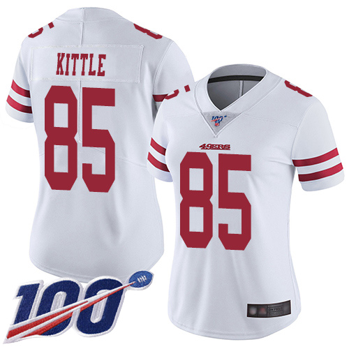 San Francisco 49ers Limited White Women George Kittle Road NFL Jersey #85 100th Season Vapor Untouchable